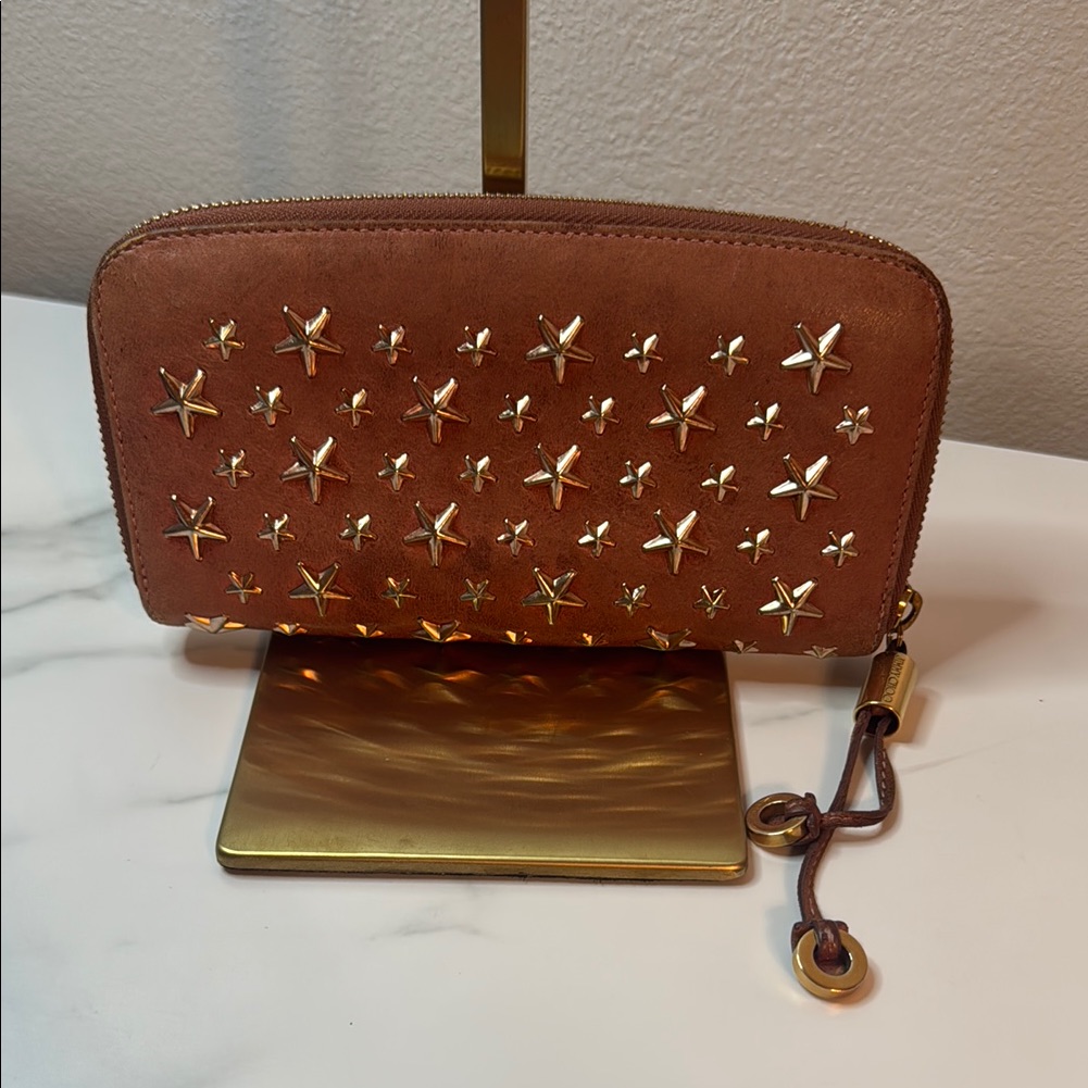 Jimmy Choo Brown Star-Studded Women's Wallet With Coa Card